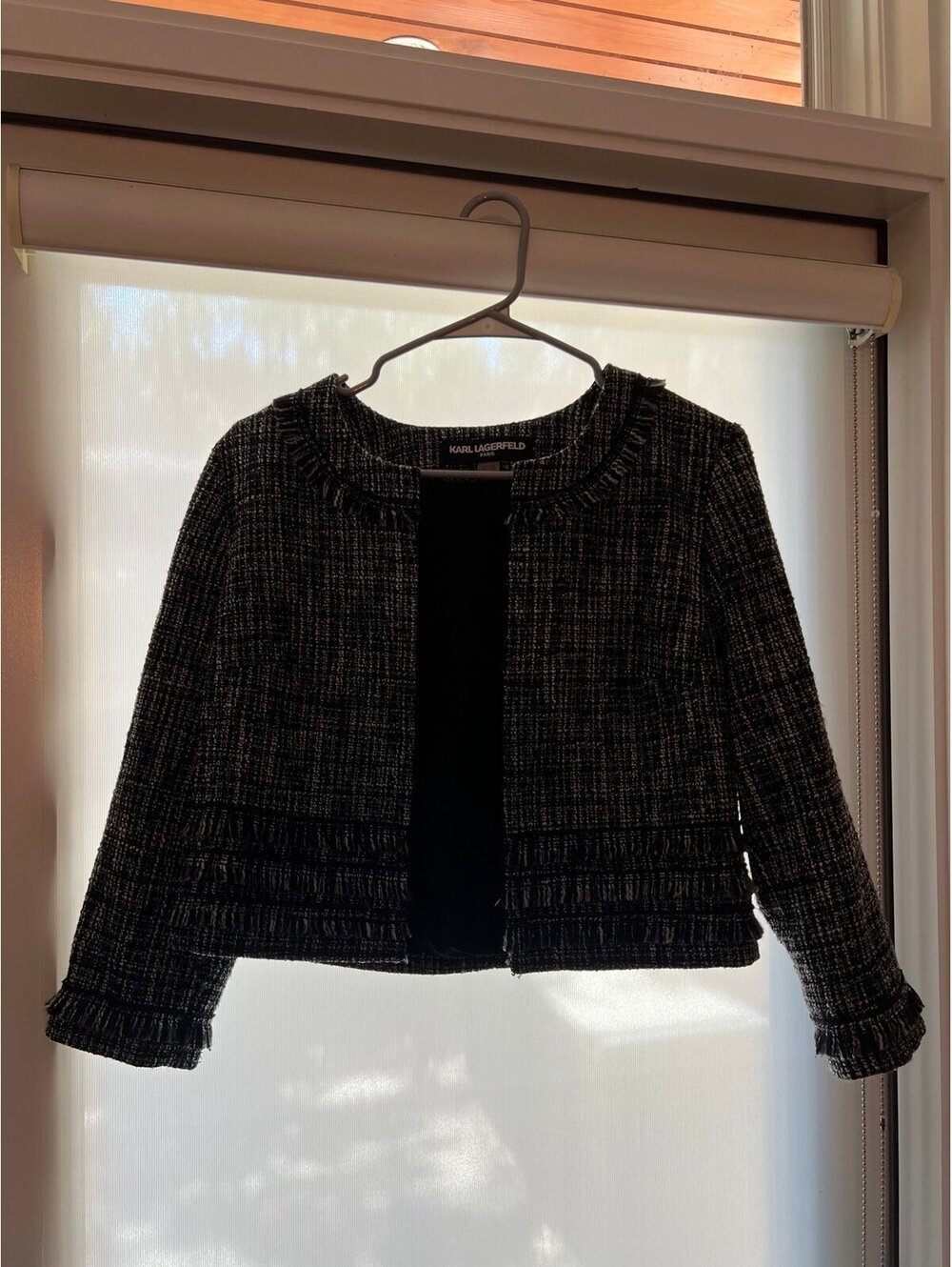 Karl Lagerfeld Cropped Tweed Jacked Size M - Picture 6 of 7